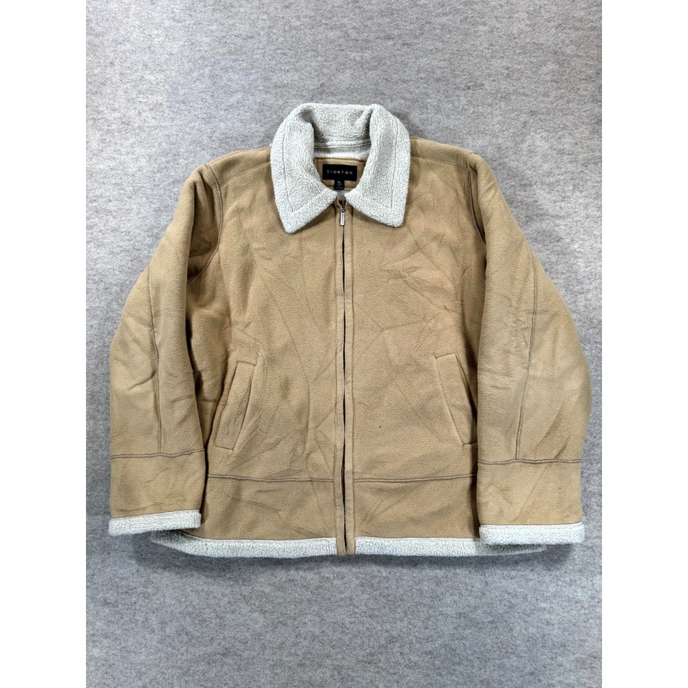 Braetan Faux Suede Jacket Mens XL Tan Sherpa Fleece Lined Winter Full Zip